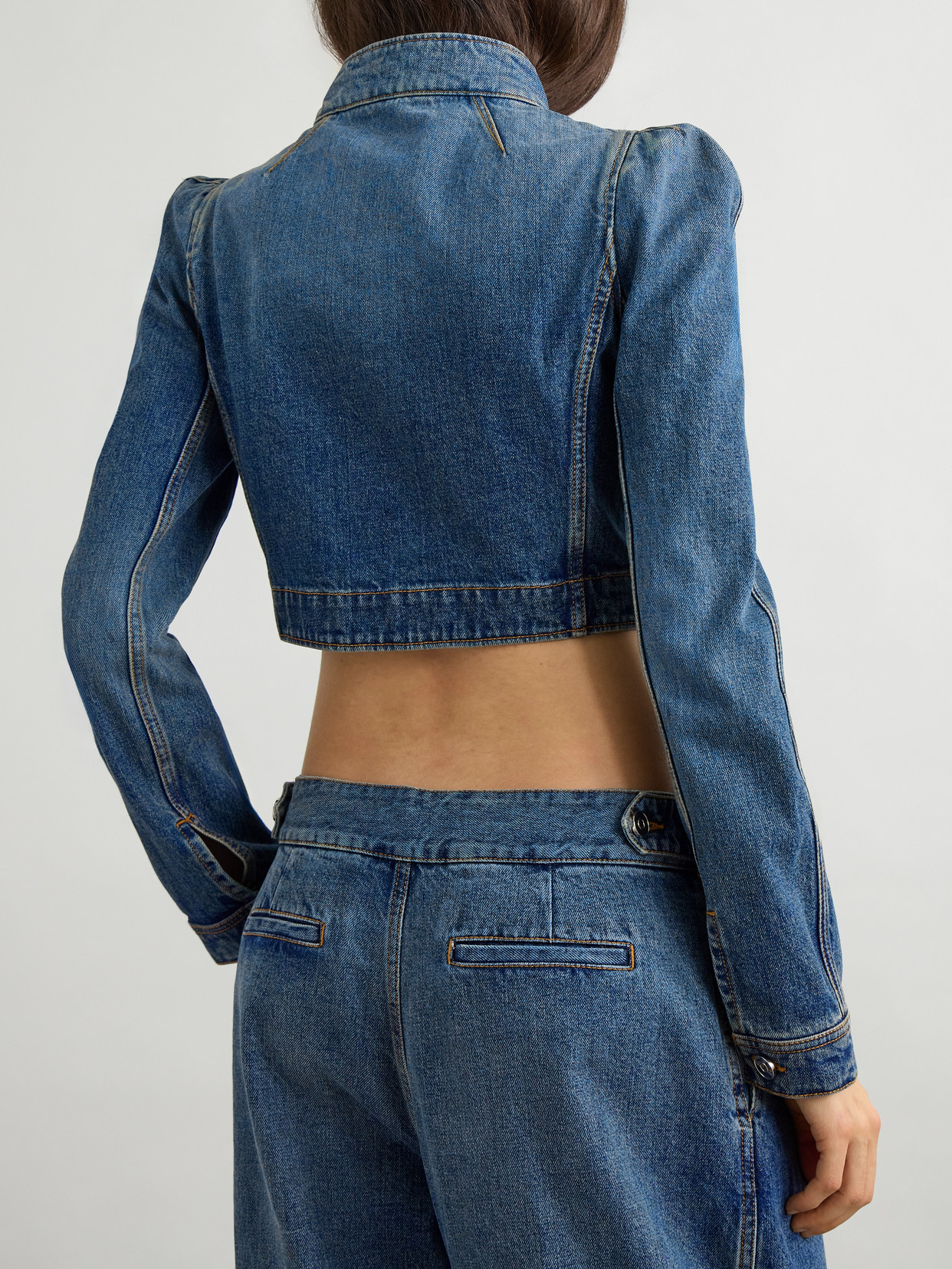 Alaïa Alaia Blue Washed Denim High-neck Jacket Women