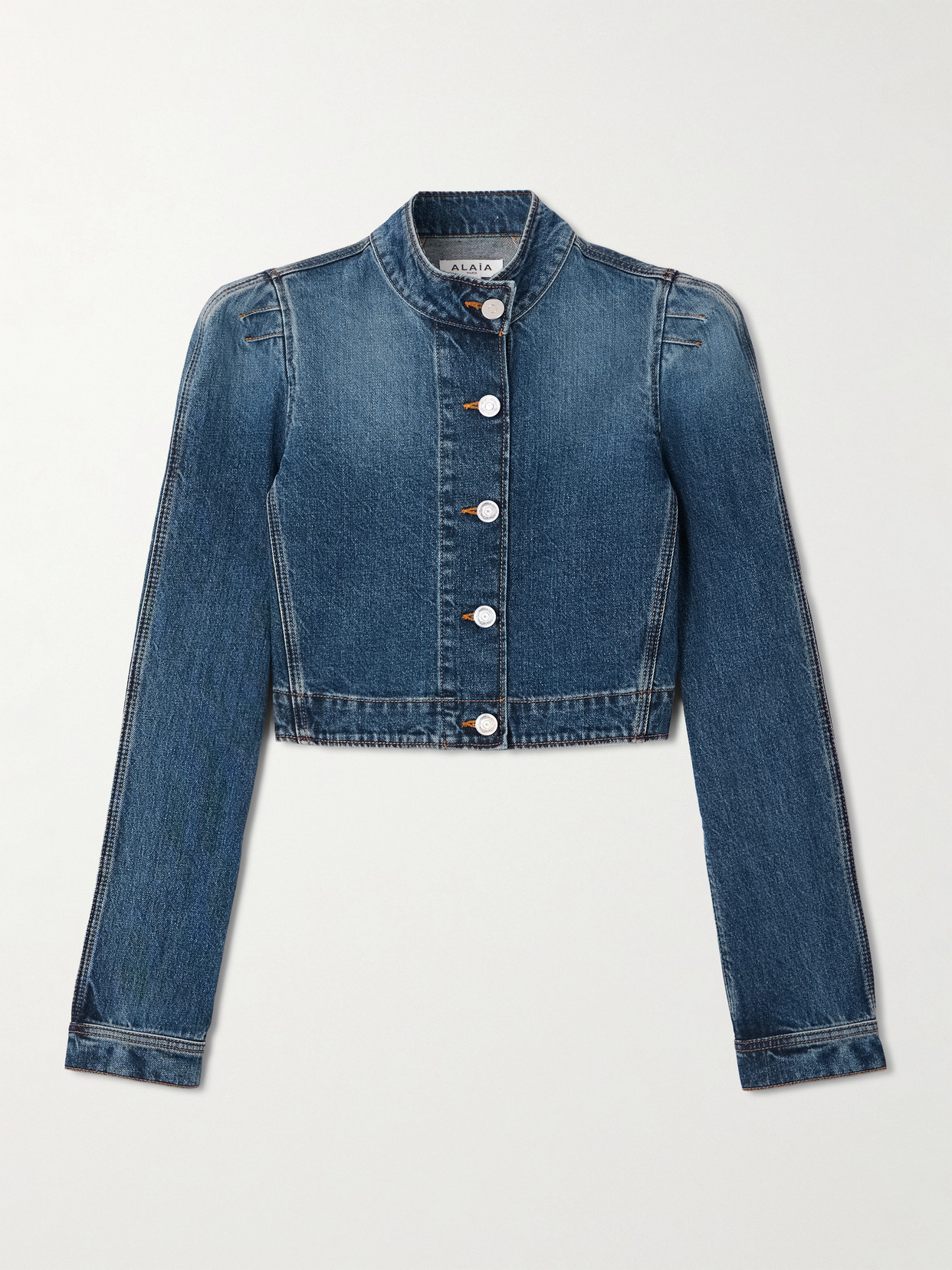 Alaïa Alaia Blue Washed Denim High-neck Jacket Women