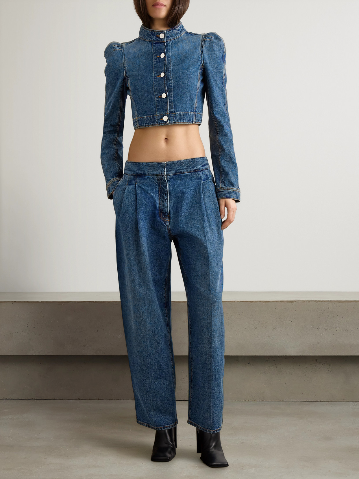 Alaïa Alaia Blue Washed Denim High-neck Jacket Women