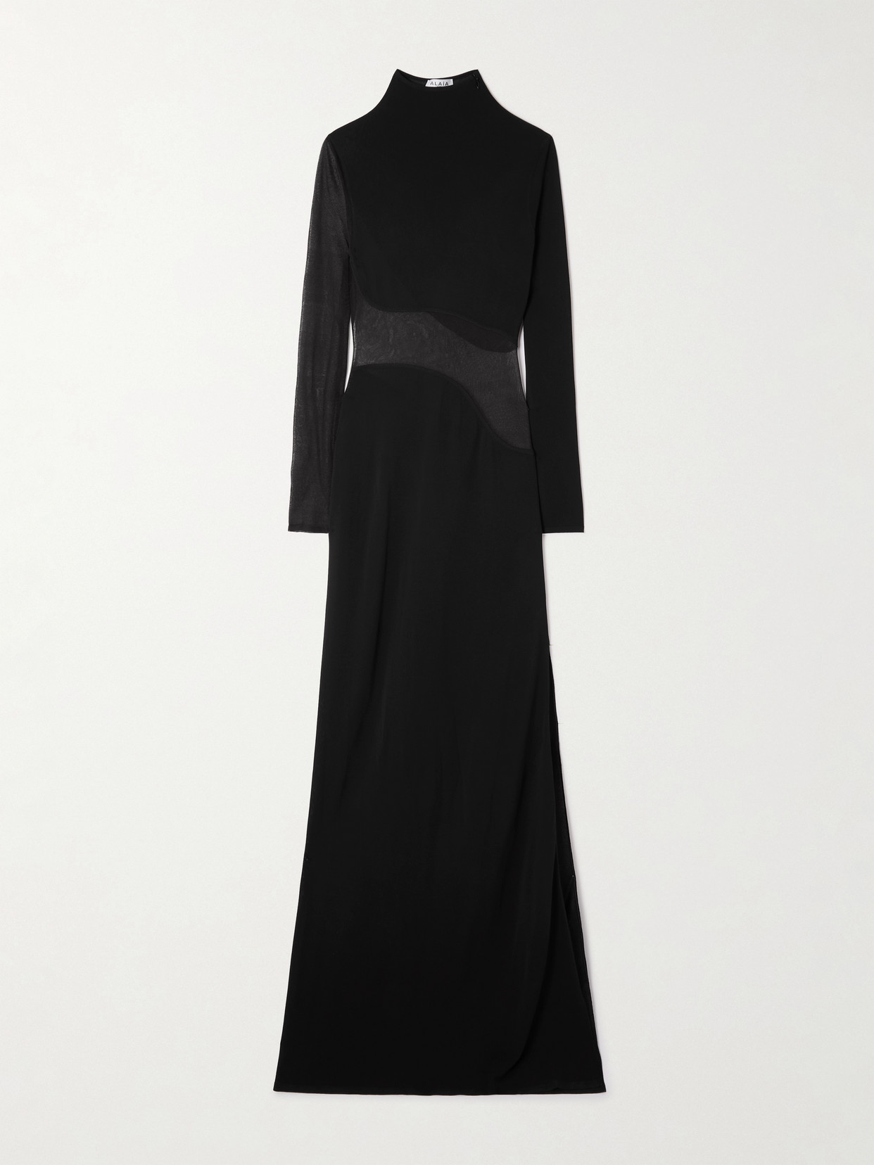 Alaïa Silk Mesh-trimmed Crepe Gown In Black