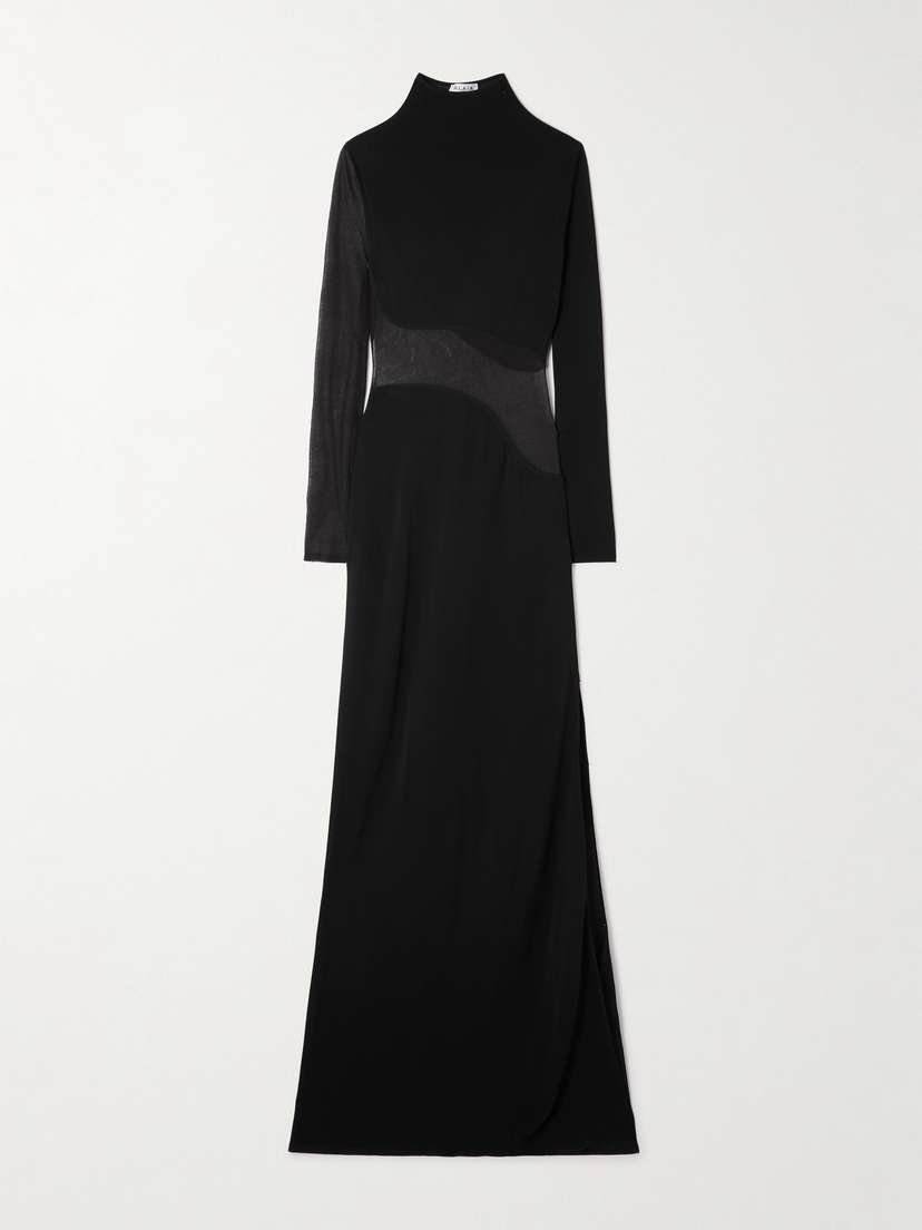 Alaïa Silk Mesh-trimmed Crepe Gown