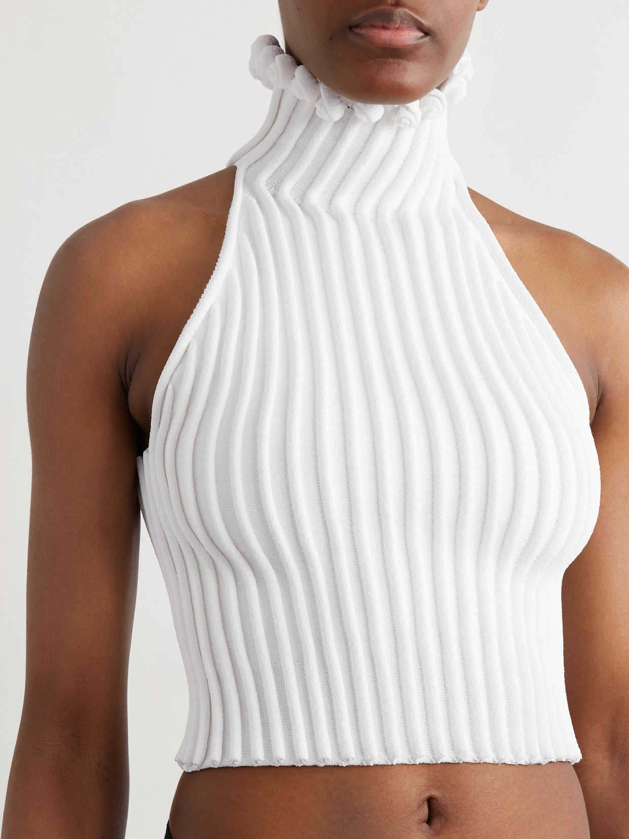 Alaïa Ringlet-detailed Knit Top In White