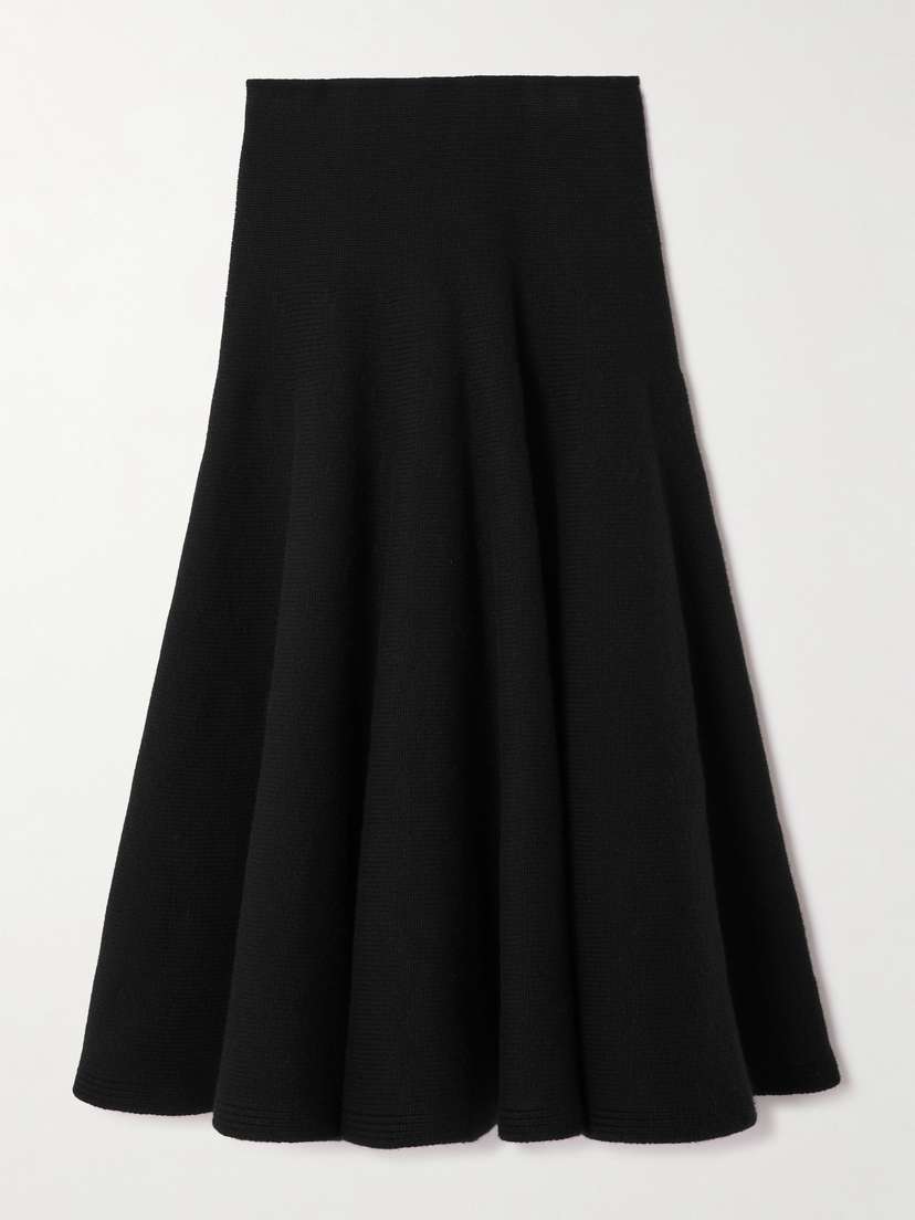 Alaïa Pleated Knitted Cashmere And Wool-blend Midi Skirt