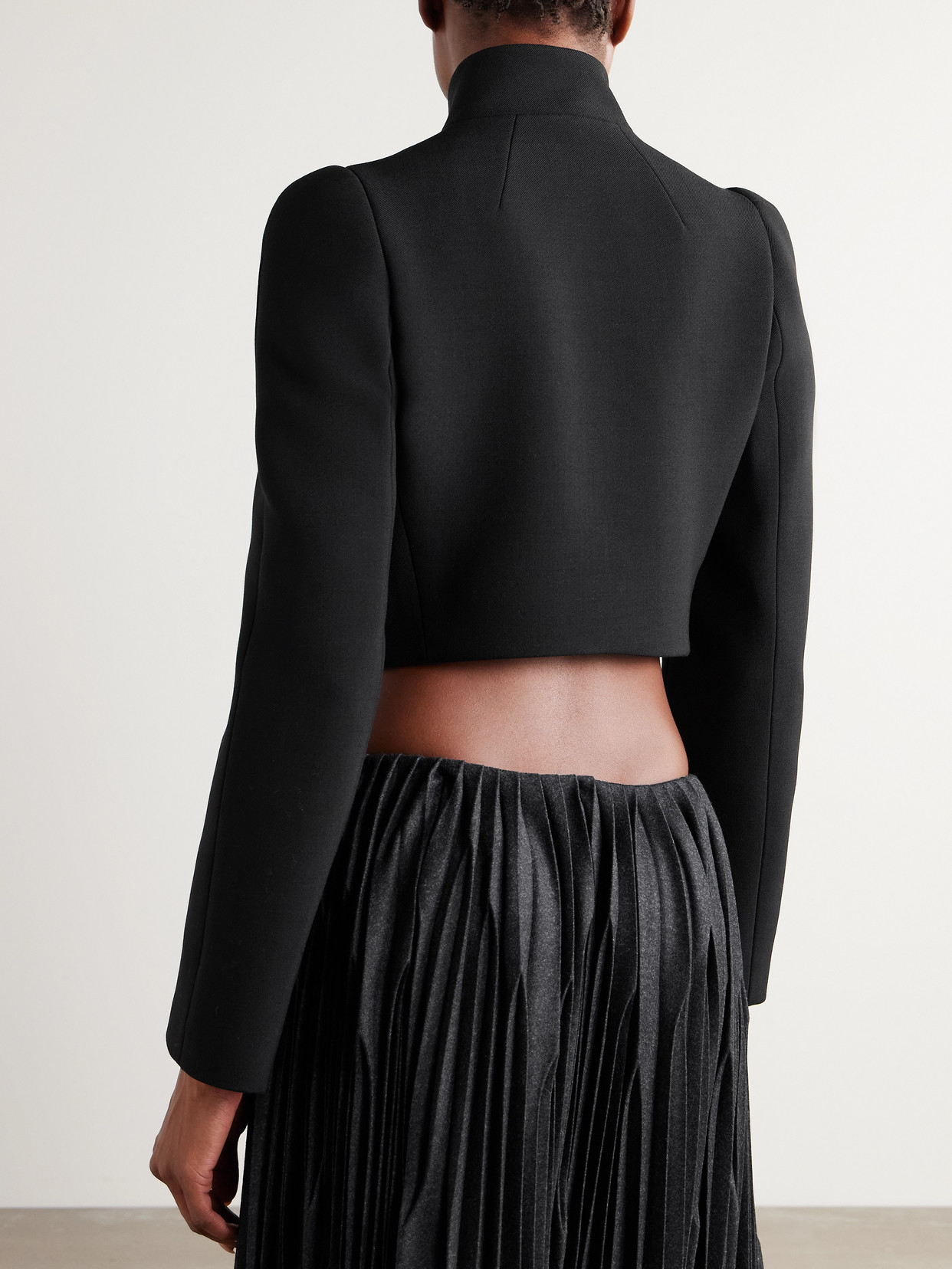 Alaïa Cropped Twill Jacket In Black