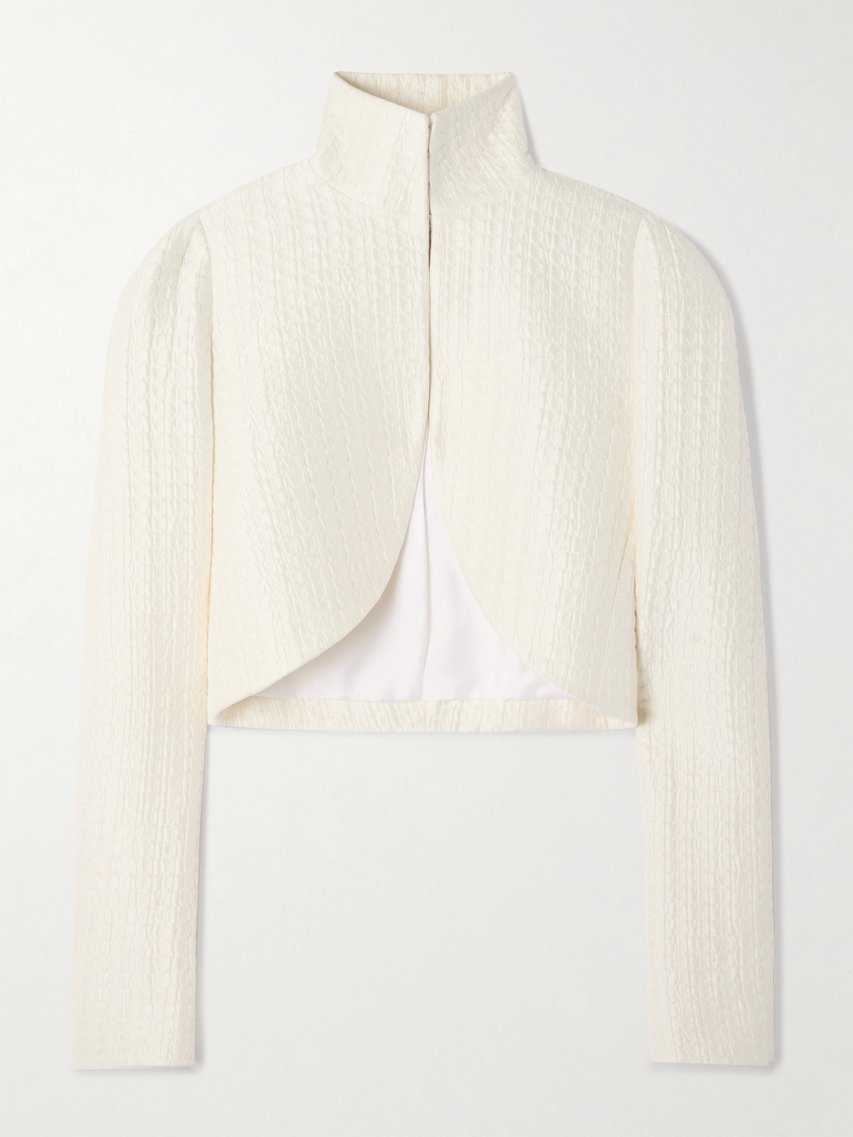 Alaïa Cropped Silk-cloqué Jacket In White