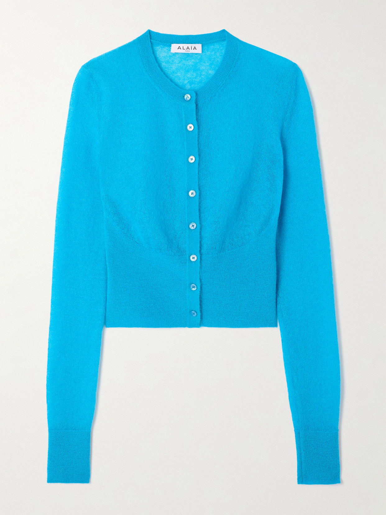 Alaïa Mohair-blend Cardigan In Blue