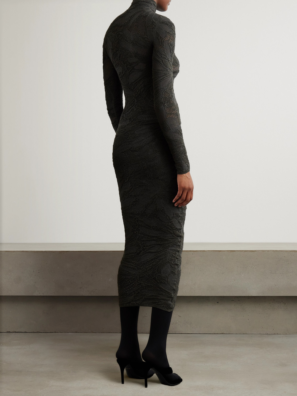 Alaïa Silk-blend Jacquard-knit Midi Dress In Black