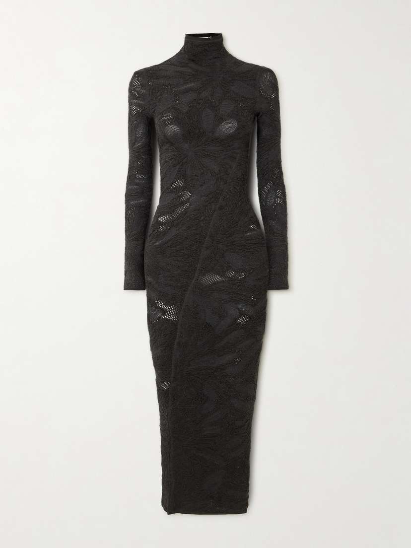 Alaïa Silk-blend Jacquard-knit Midi Dress