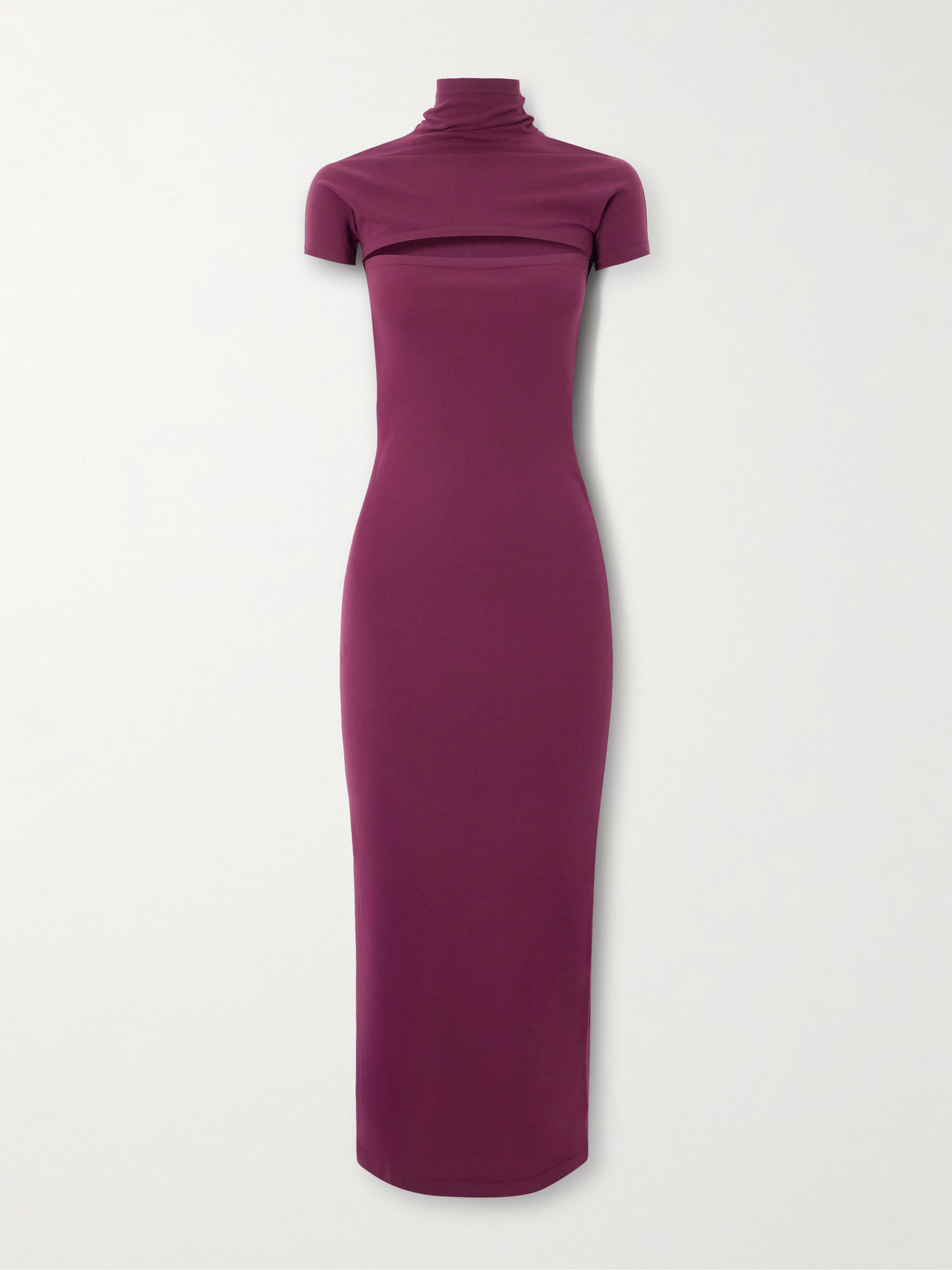Alaïa Stretch-jersey Turtleneck Midi Dress In Burgundy