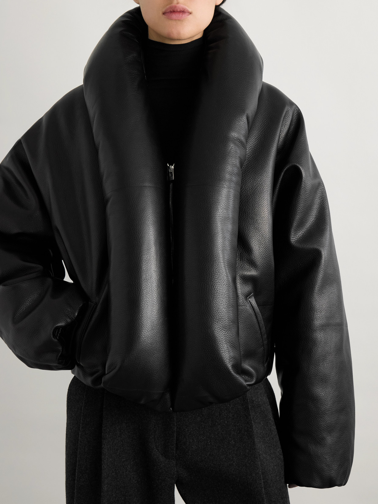 Alaïa Taffeta Padded Bomber Jacket In Black