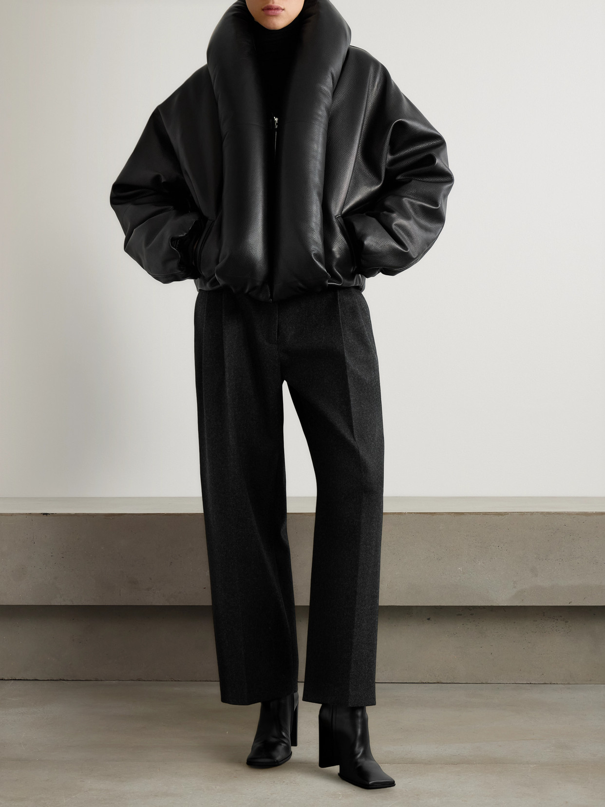 Alaïa Taffeta Padded Bomber Jacket In Black