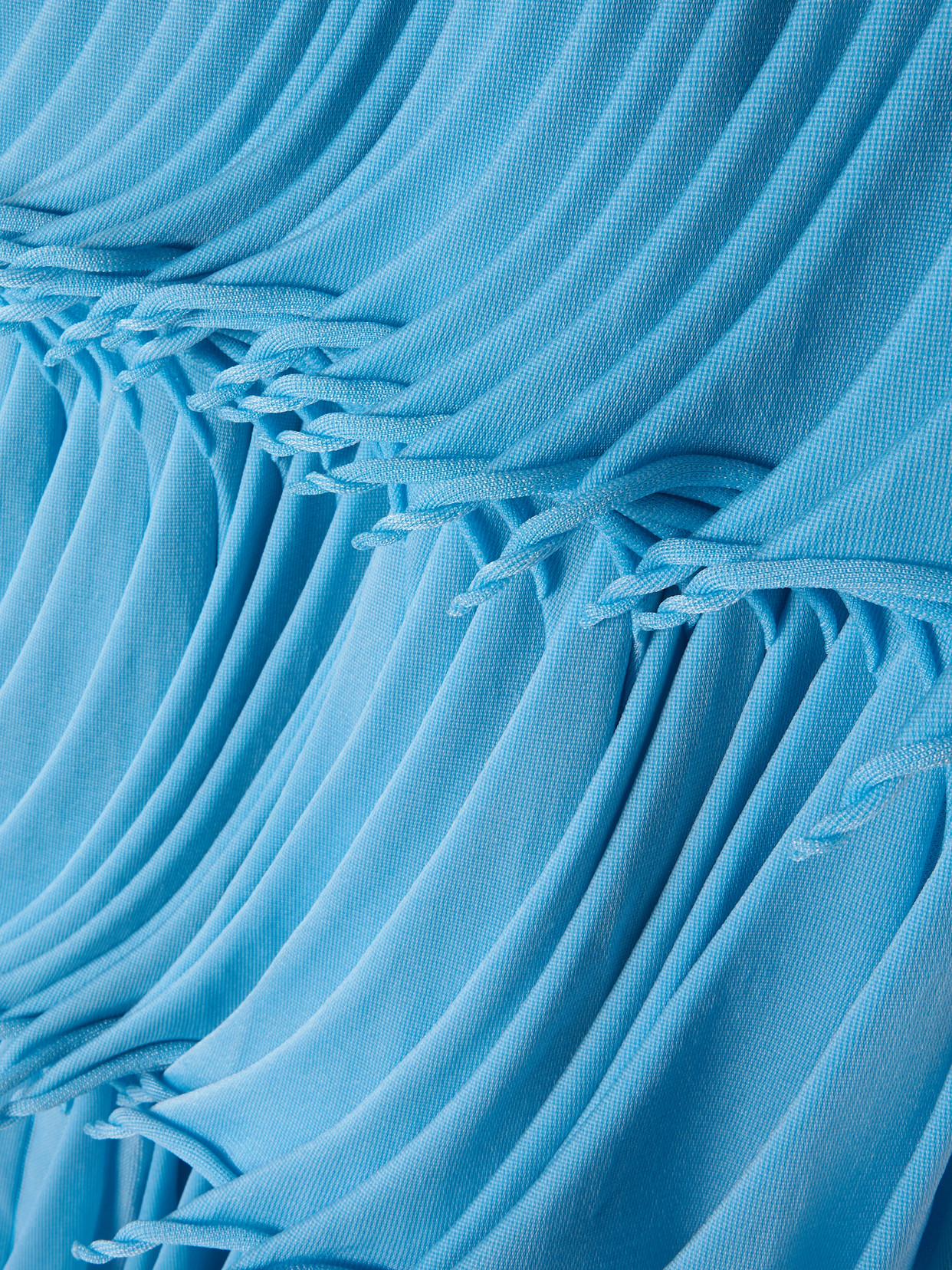 Alaïa Tiered Pleated Knitted Midi Skirt In Blue