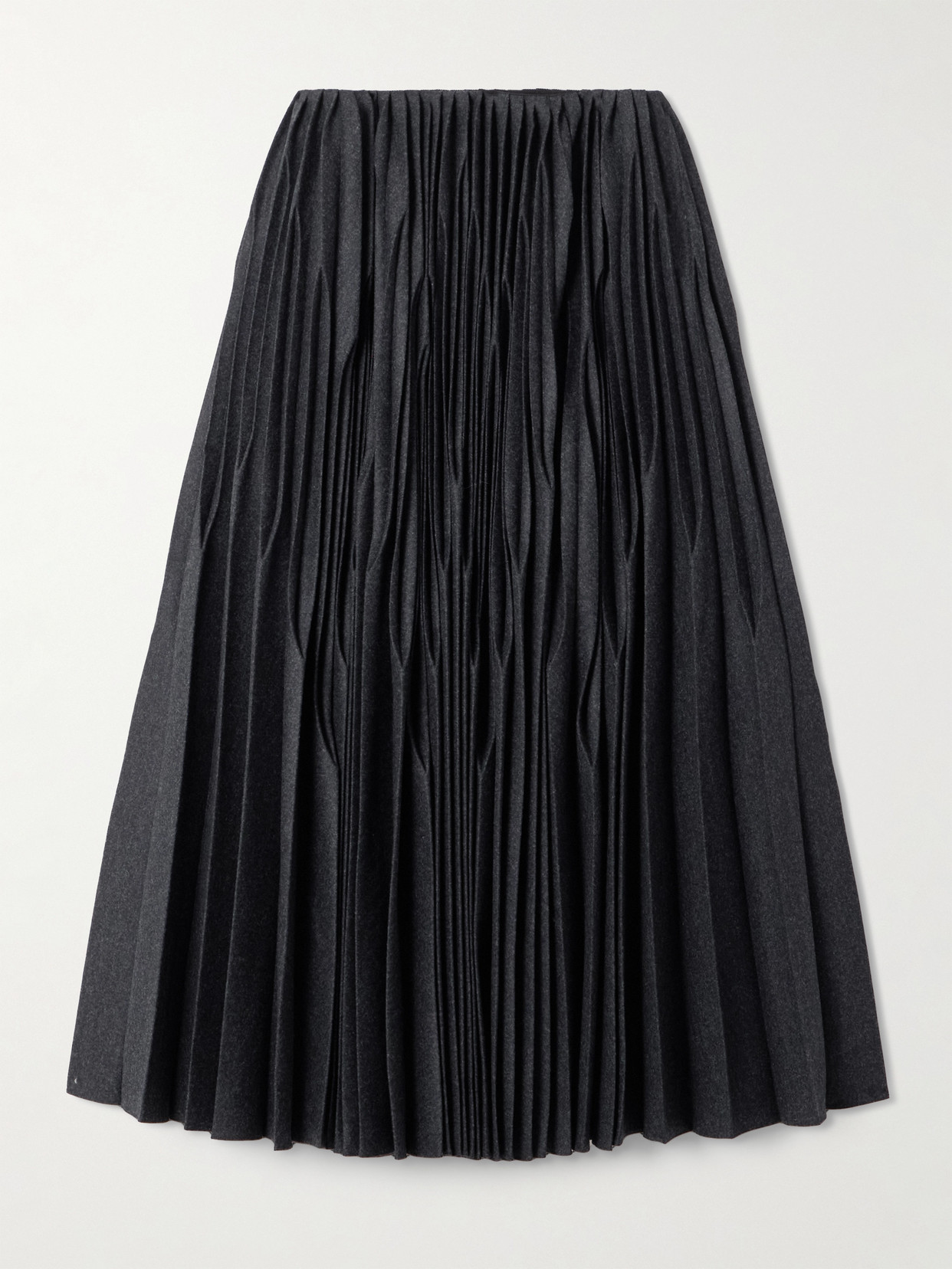 Alaïa Pleated Wool Midi Skirt In Black