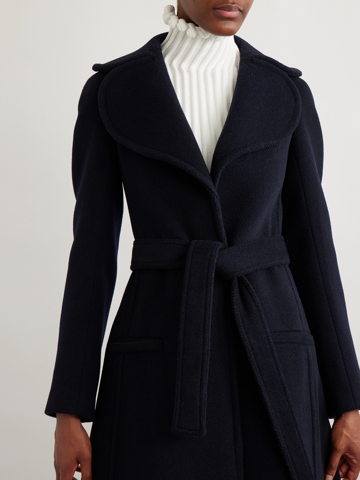 Alaïa Belted Wool Coat In Black