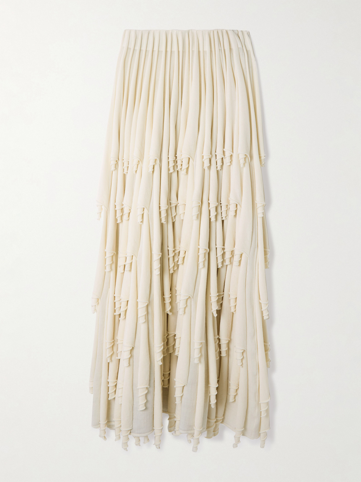 Alaïa Tiered Pleated Wool And Silk-blend Midi Skirt In White