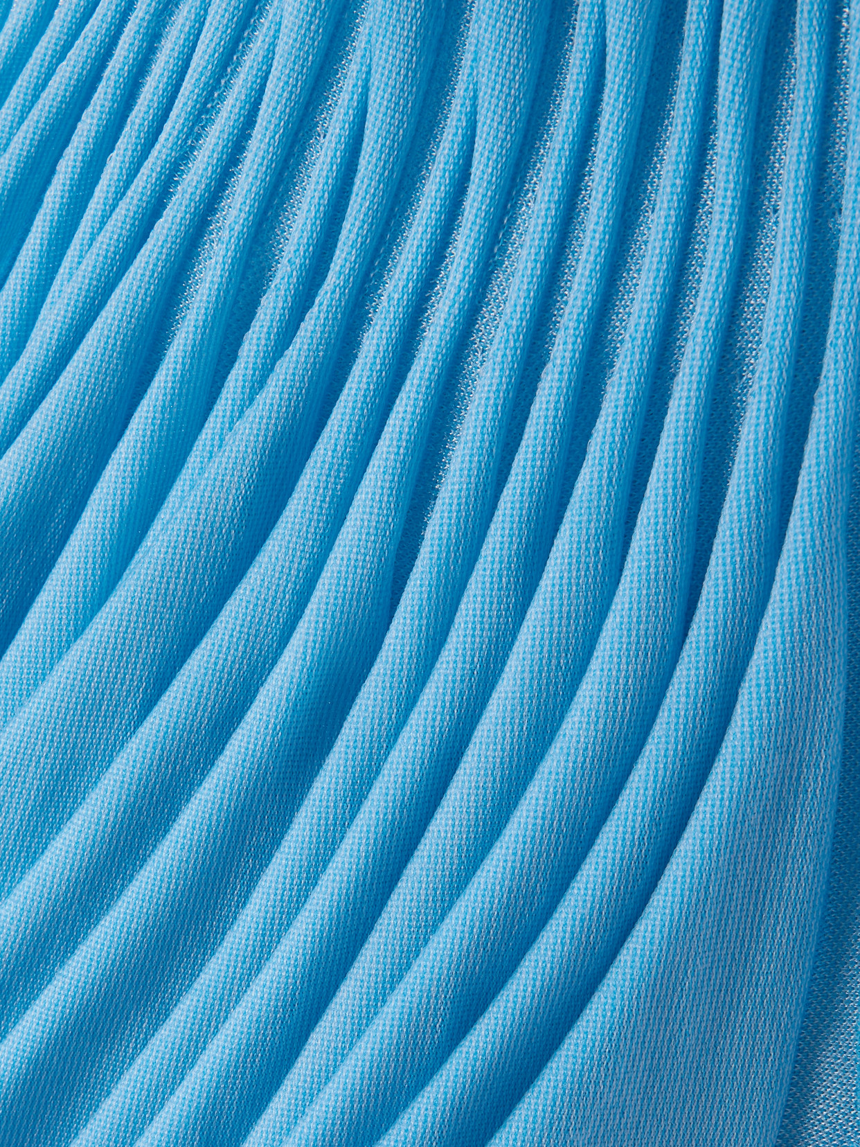 Alaïa Cropped Pleated Knitted Turtleneck Top In Blue