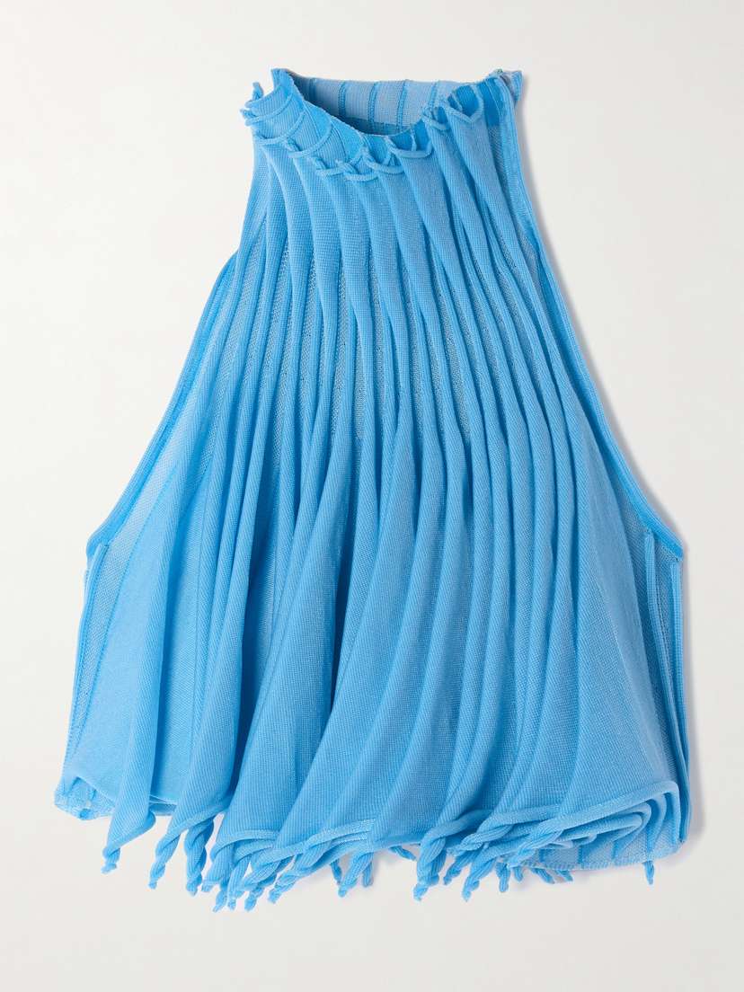 Alaïa Cropped Pleated Knitted Turtleneck Top