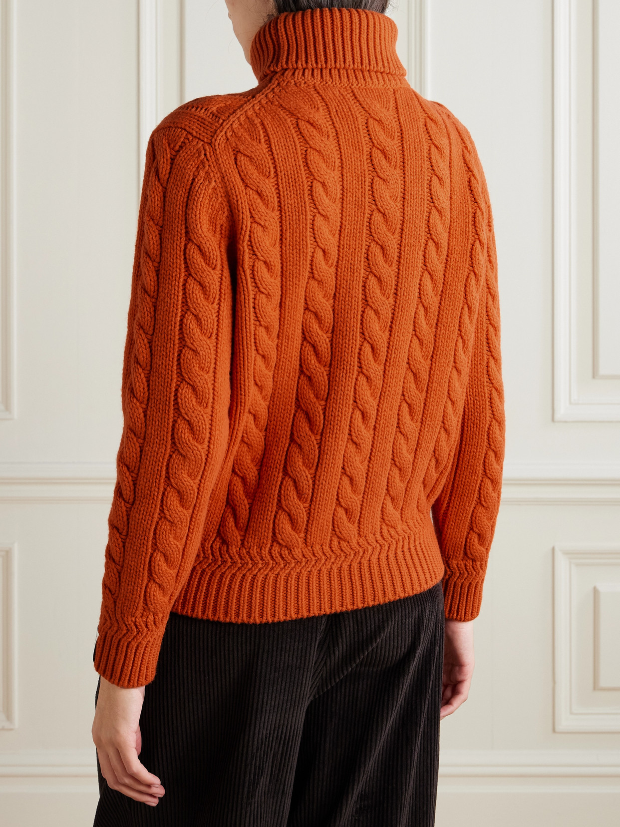 Cable-Knit Wool Turtleneck Sweater