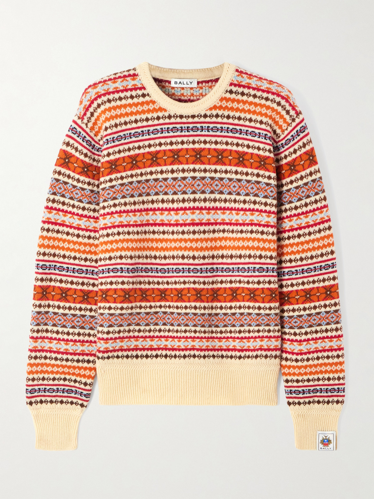 Bally Jacquard-knit Wool Sweater In Red