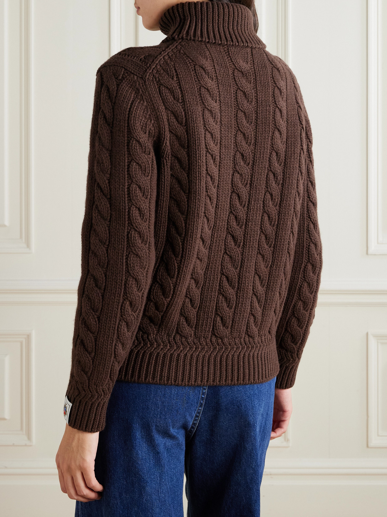 Cable-Knit Wool Turtleneck Sweater