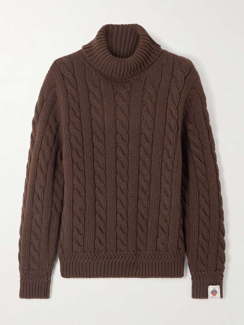 BALLY Cable-knit Wool Turtleneck Sweater