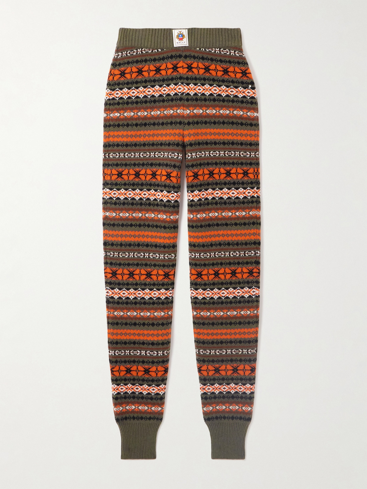 Bally Jacquard-knit Wool Leggings In Orange