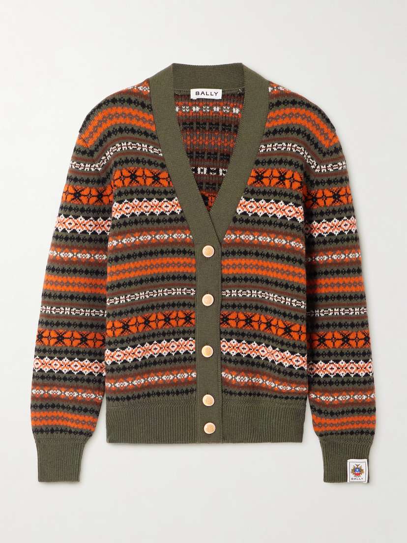 BALLY Jacquard-knit Wool Cardigan