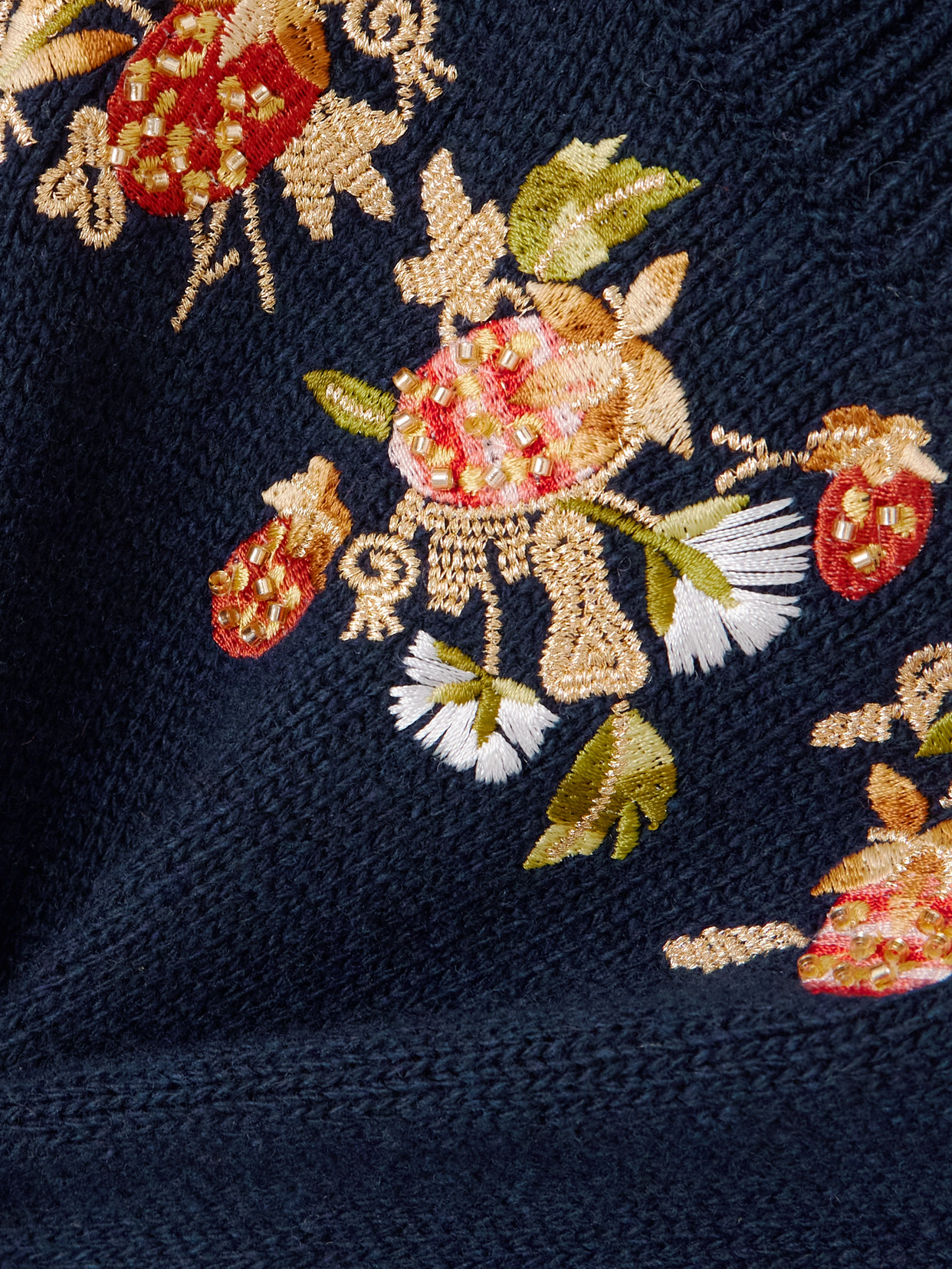 Bally Bead-embellished Embroidered Wool Turtleneck Sweater In Blue