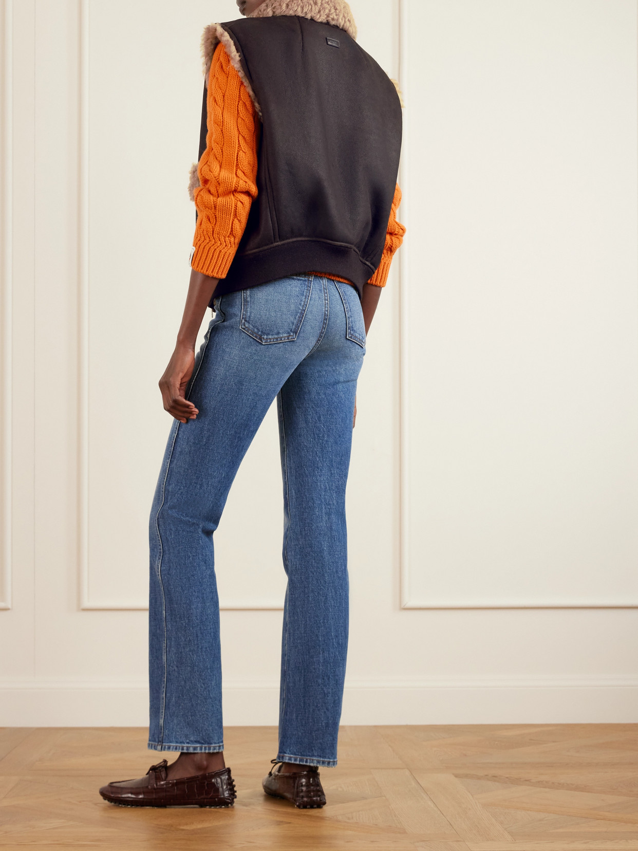 Bally Shearling Vest In Brown