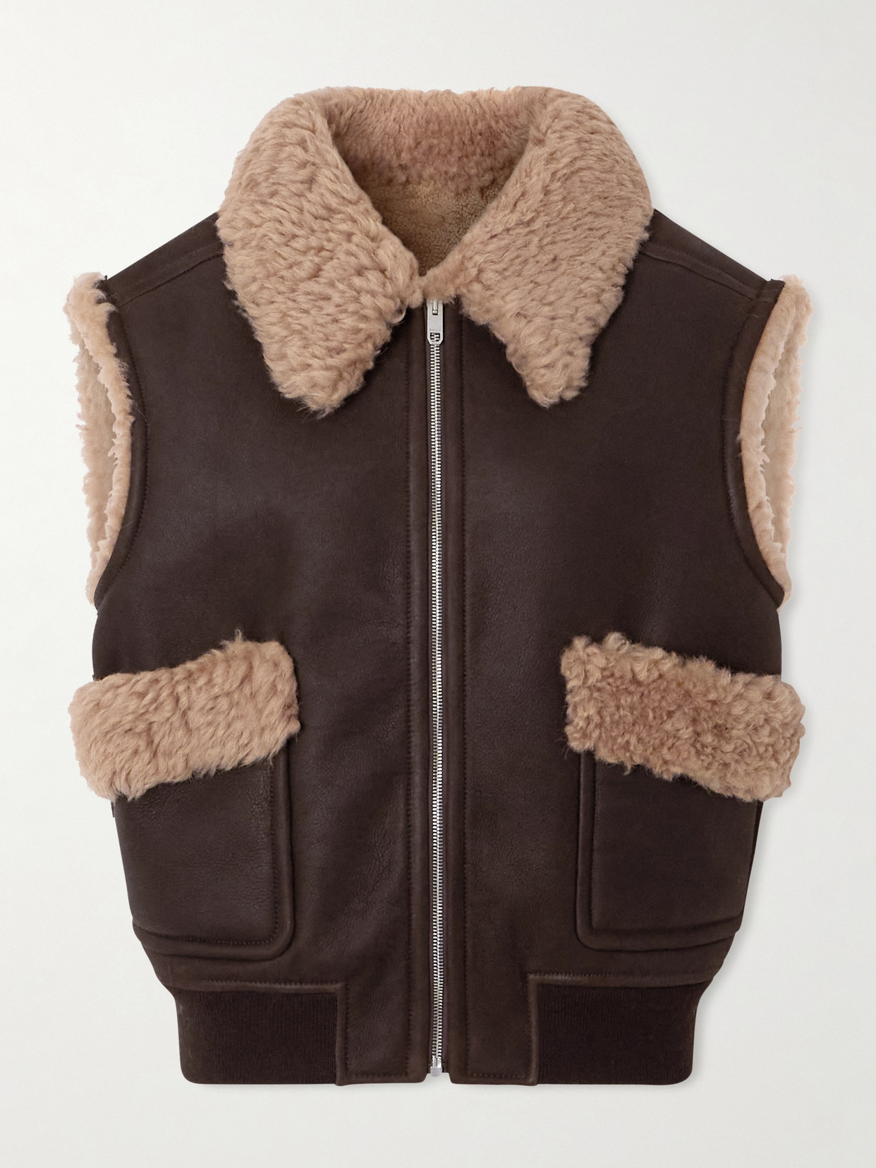 Bally Shearling Vest In Brown