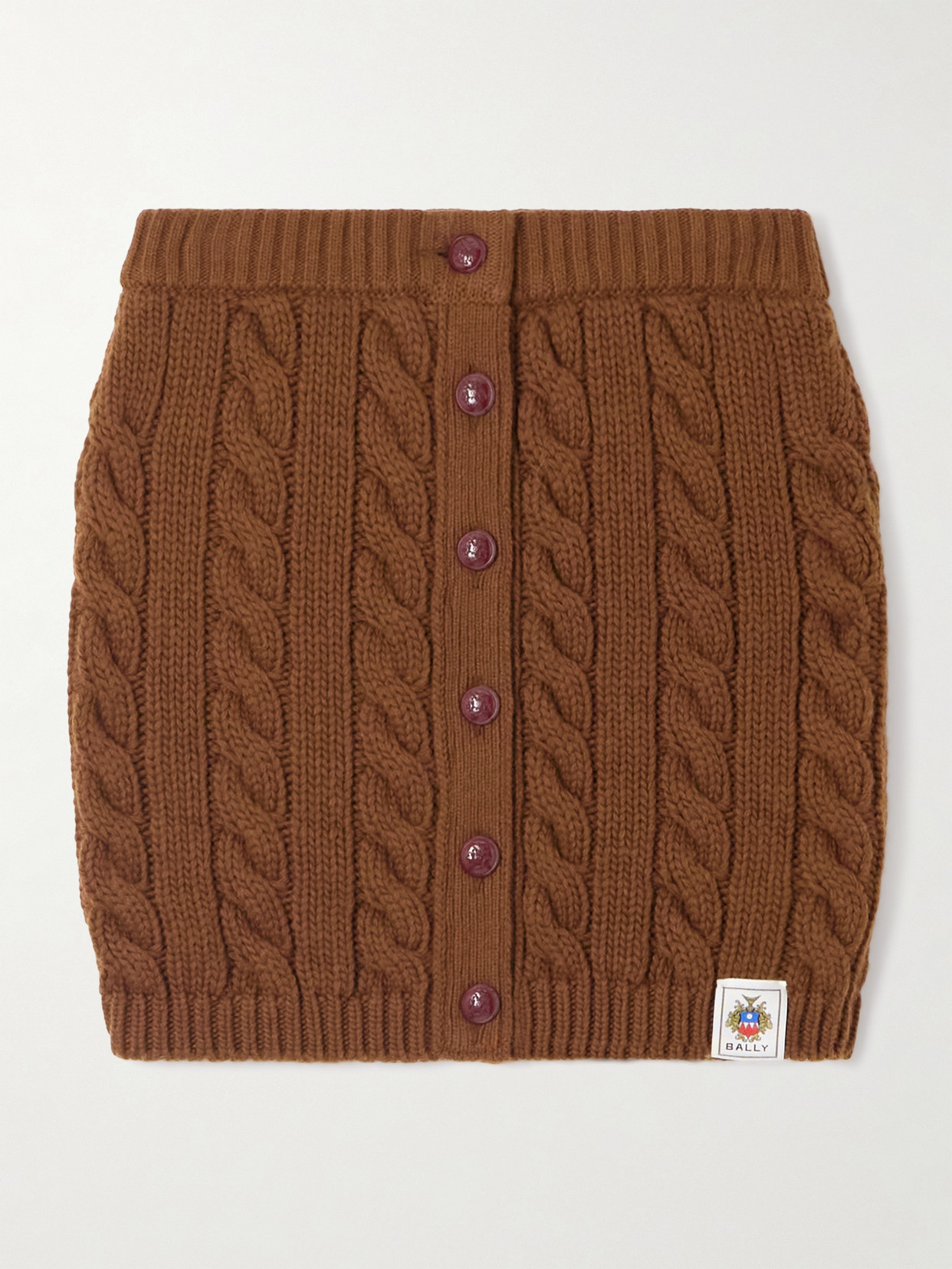 Bally Cable-knit Wool Mini Skirt In Brown