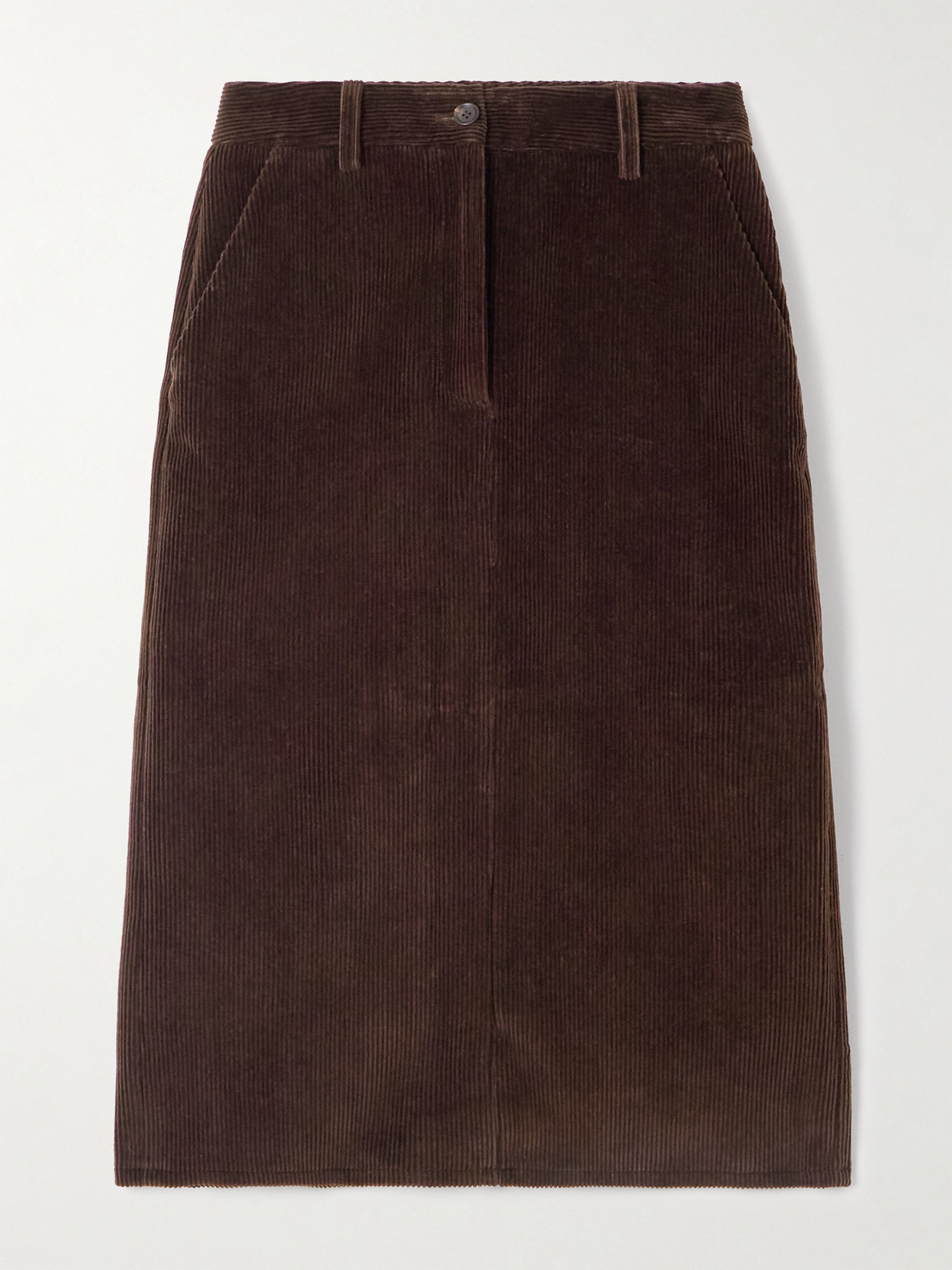 Bally Cotton-corduroy Midi Skirt In Brown