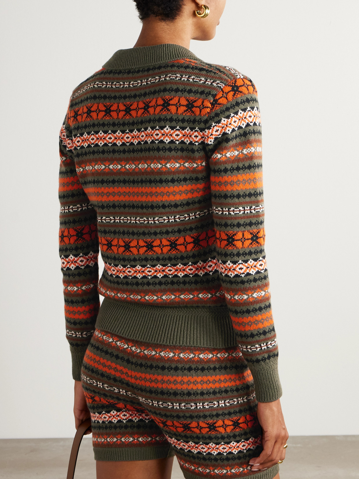 Jacquard-Knit Wool Polo Sweater