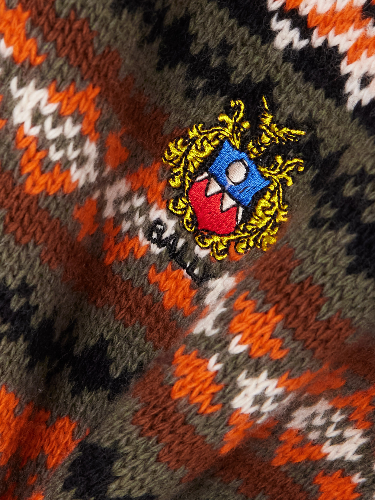 Jacquard-Knit Wool Polo Sweater