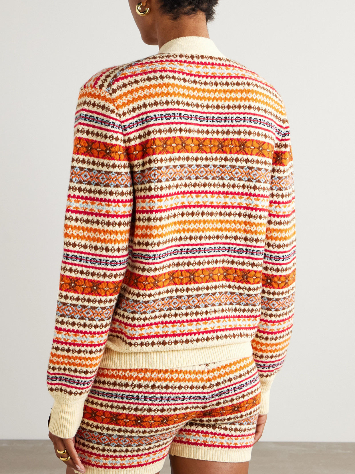 Bally Ribbed-knit Geometric-motif Cardigan In Neutral