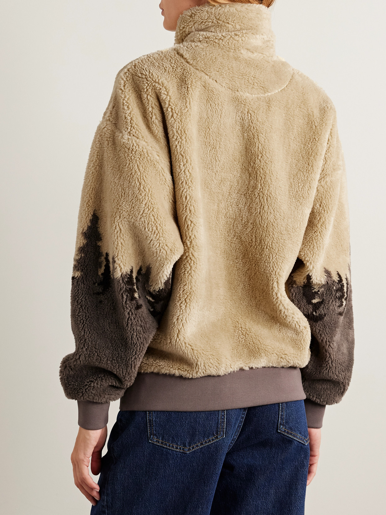 Bally Printed Fleece Half-zip Jacket In Brown