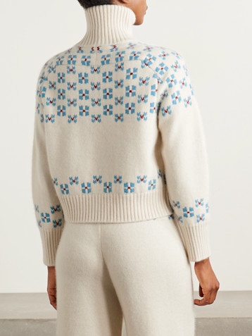 Calle Del Mar Winter Fair Isle cashmere half-zip sweater