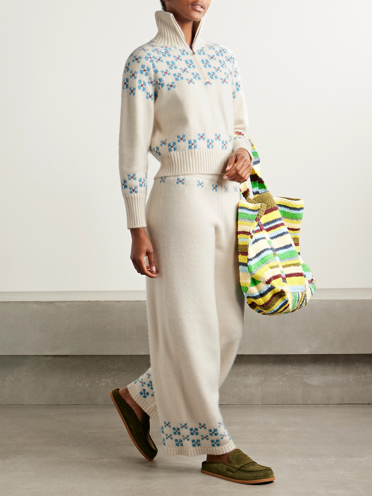 Winter Fair Isle Cashmere Half-Zip Sweater