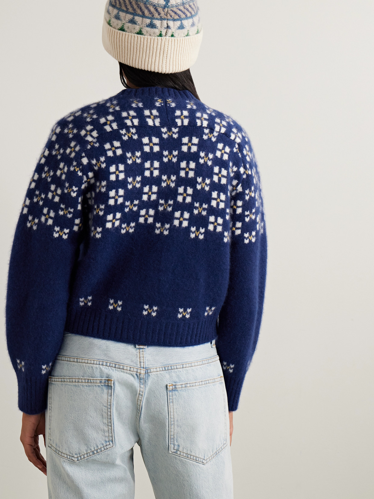 Calle Del Mar Fair Isle Cashmere Cardigan In Blue