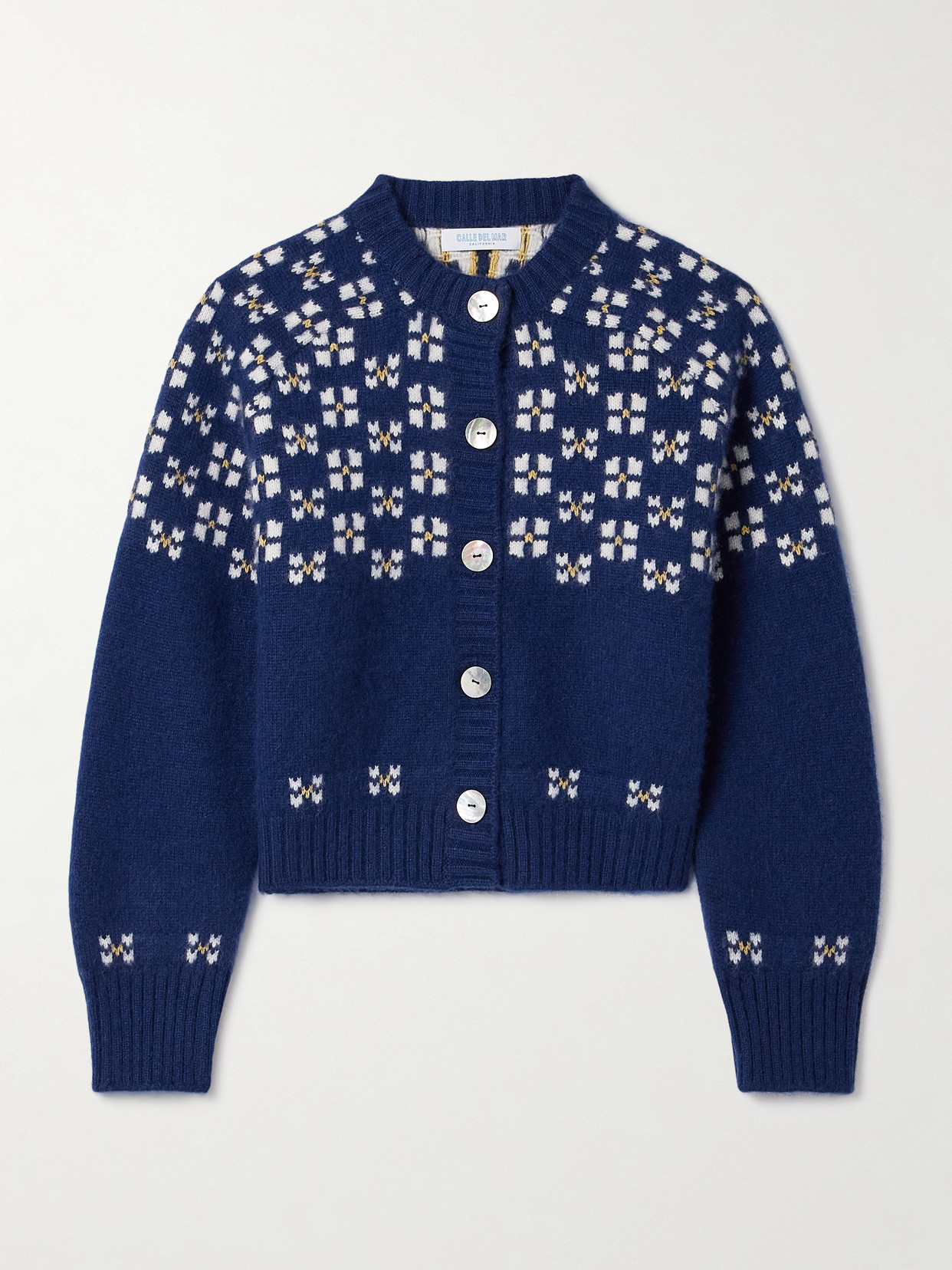 Calle Del Mar Fair Isle Cashmere Cardigan In Blue