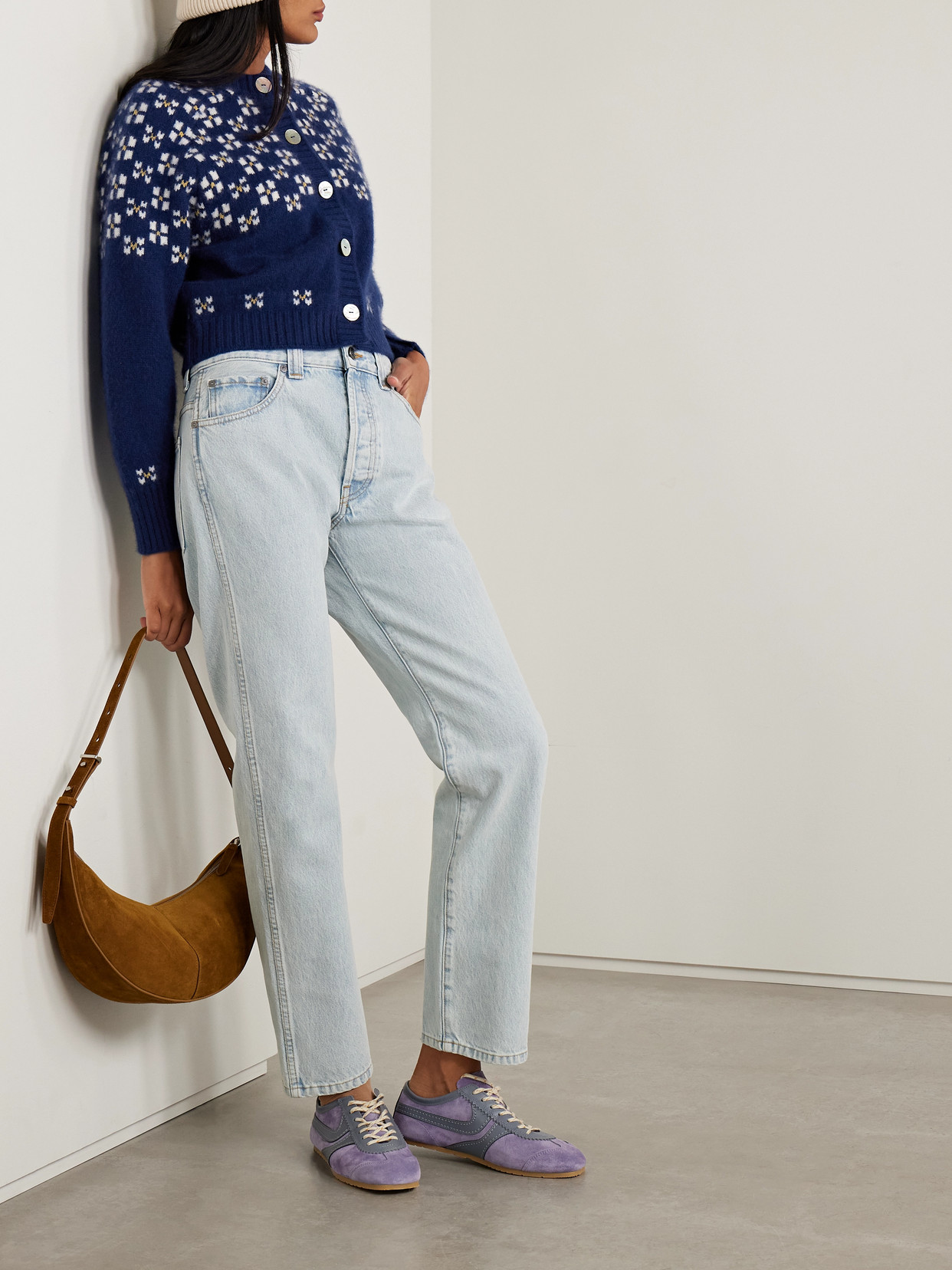 Calle Del Mar Fair Isle Cashmere Cardigan In Blue
