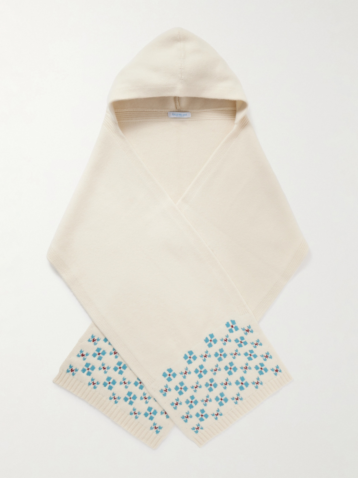 Calle Del Mar Winter Hooded Fair Isle Cashmere Scarf In Neutral
