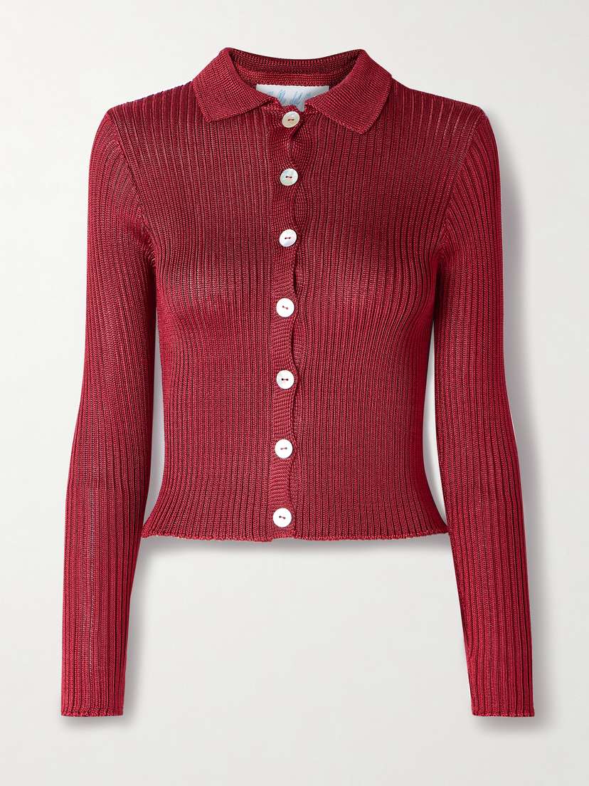 Calle Del Mar Cropped Ribbed-knit Cardigan