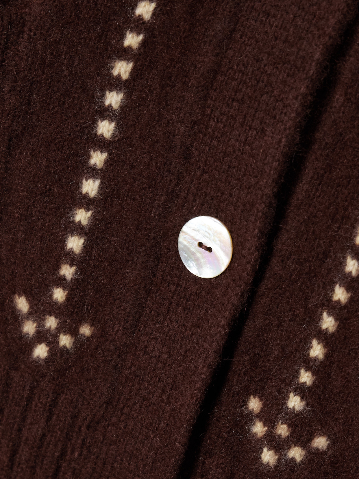 Calle Del Mar Intarsia-knit Cashmere Cardigan In Brown
