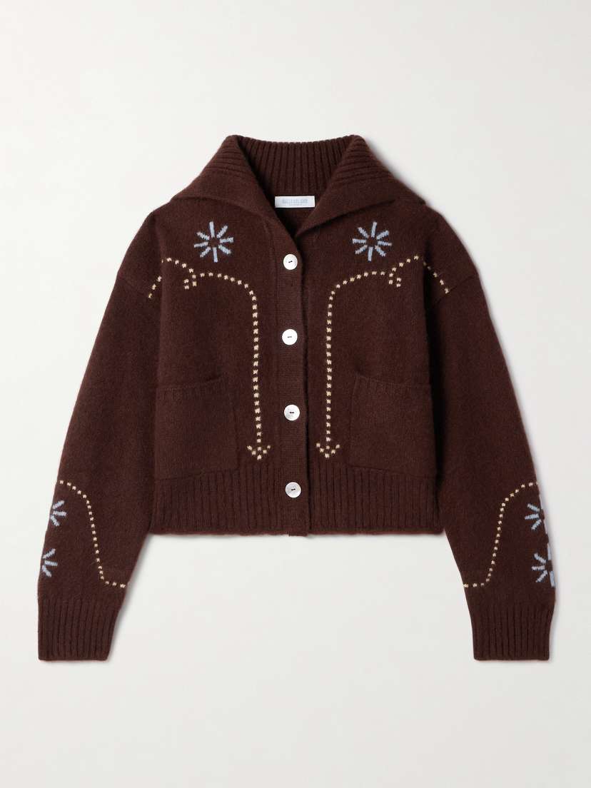 Calle Del Mar Intarsia-knit Cashmere Cardigan