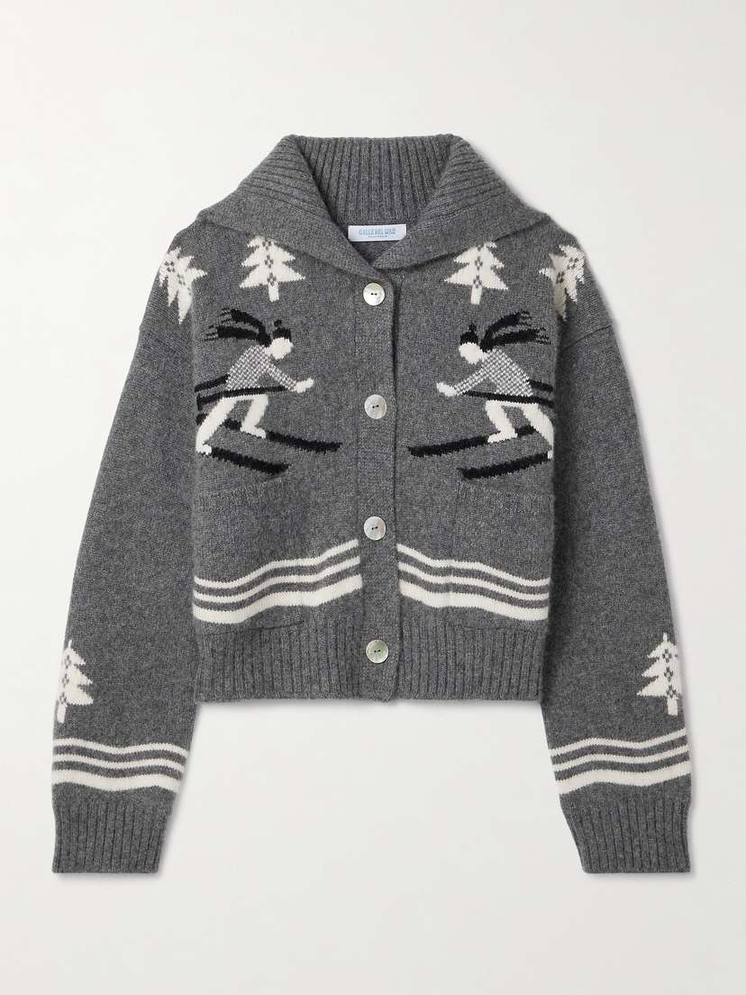 Calle Del Mar Intarsia-knit Cashmere Cardigan