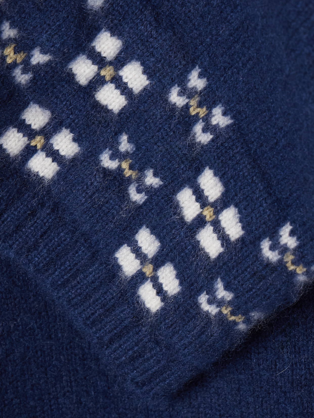 Calle Del Mar Winter Fair Isle Cashmere Wide-leg Pants In Blue