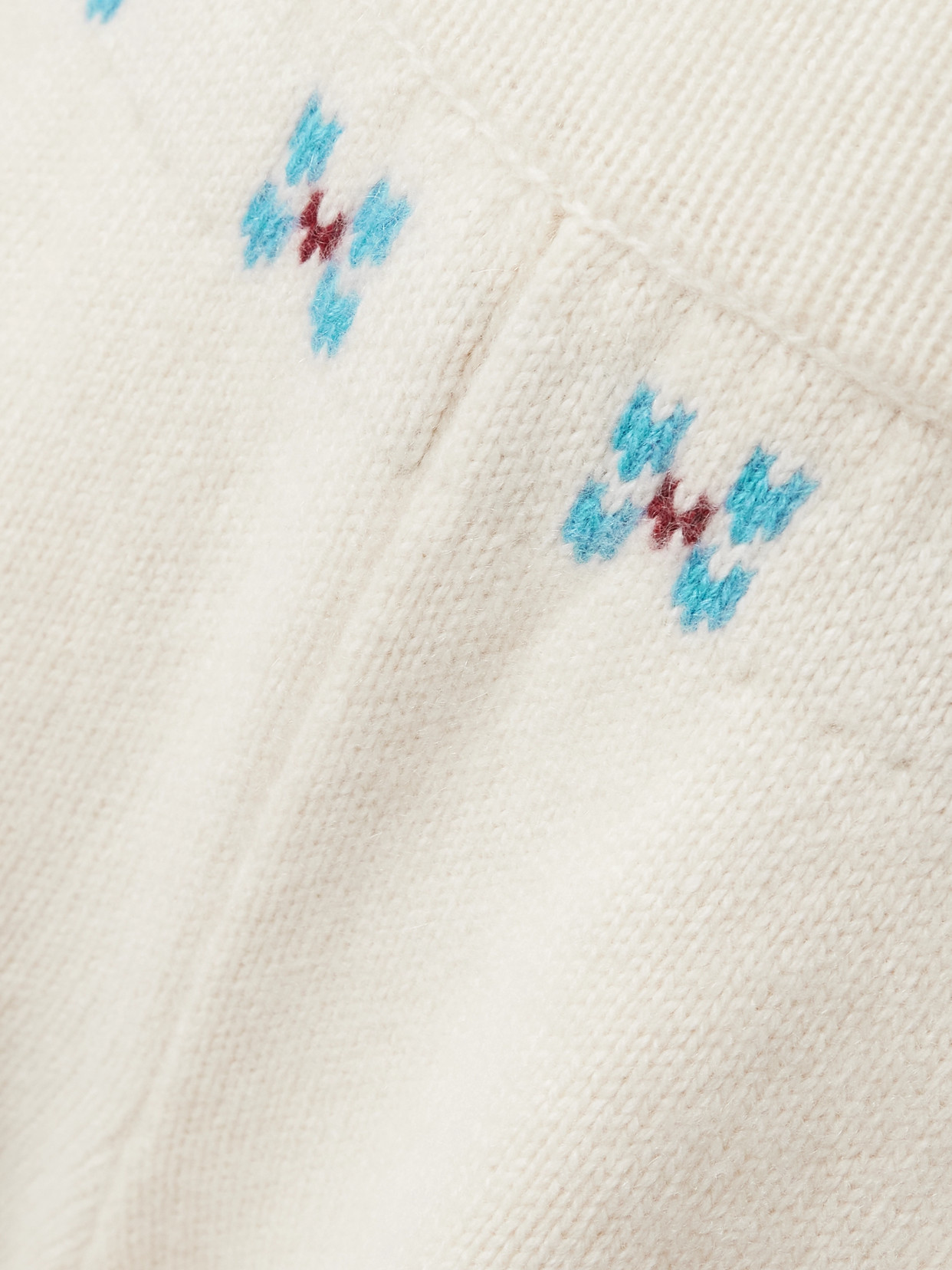 Calle Del Mar Winter Fair Isle Cashmere Wide-leg Pants In White