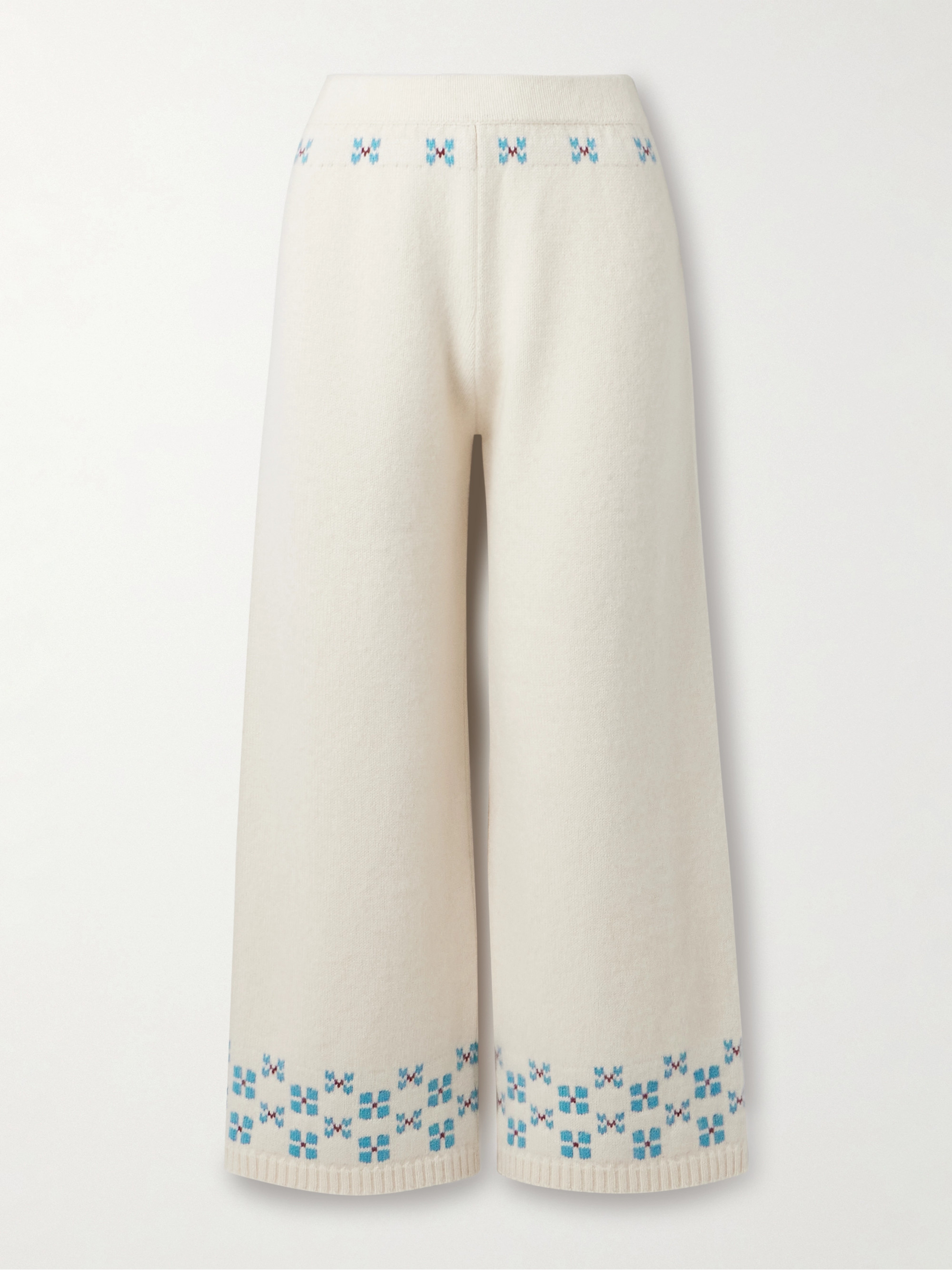 Calle Del Mar Winter Fair Isle cashmere wide-leg pants