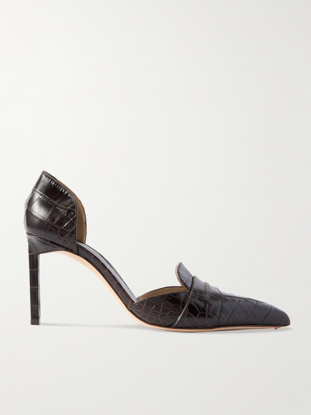 Tom Ford Stylish Pointed Toe Patent Finish Pumps In Brown